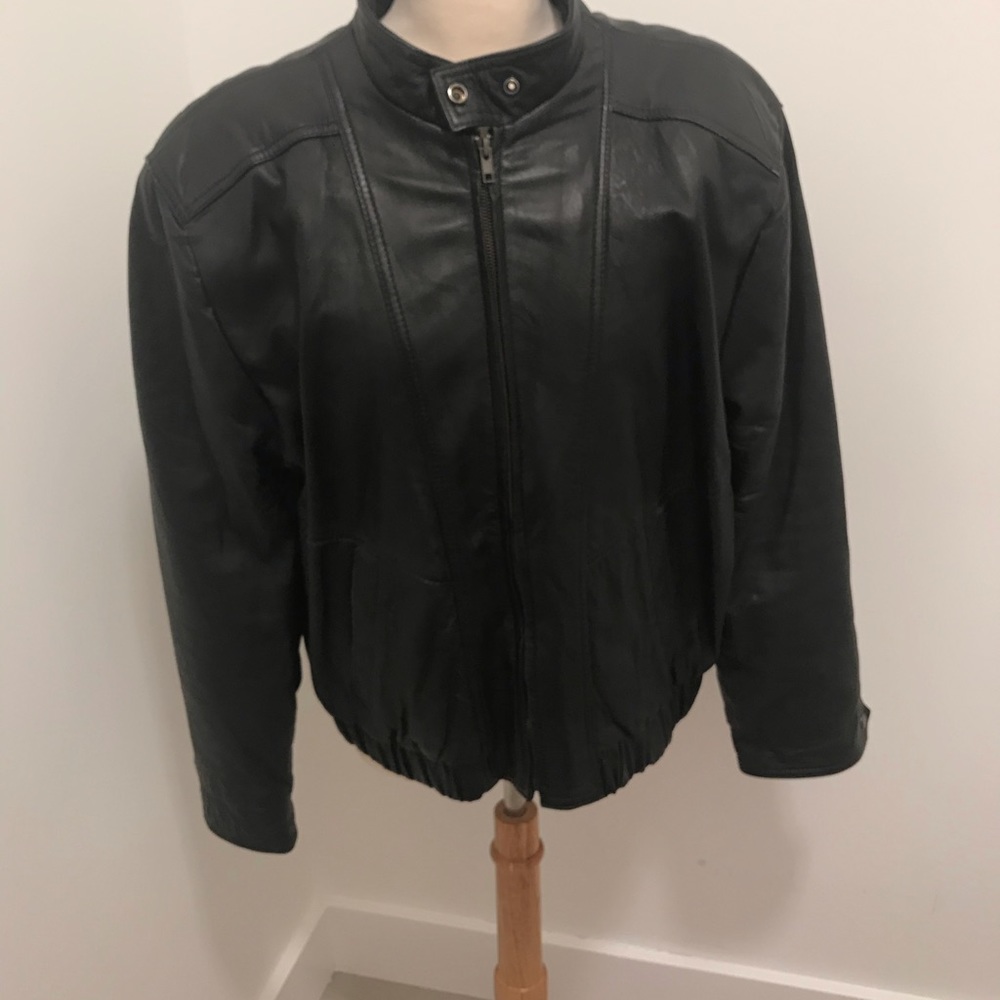 Leather jacket Gino Euro Style Black Men Sz L